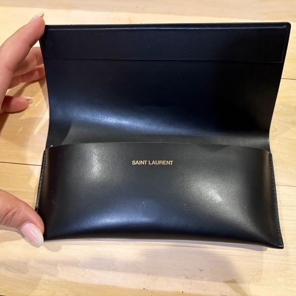 Saint Laurent Black Leather sunglasses case